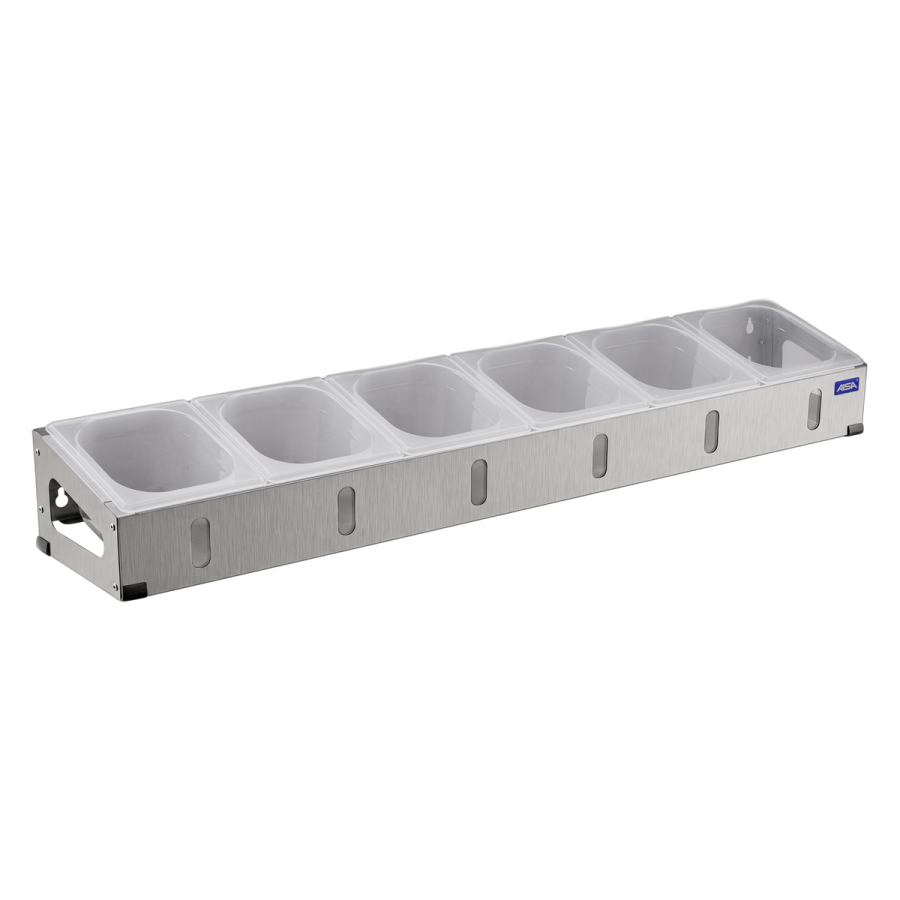 Condimentadora Pizzarola Inox 6 Cubas Acrílico Tampa Individual - Aisa